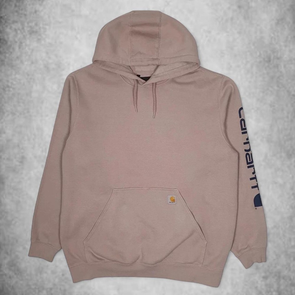 Carhartt Loose Fit Sleeve Logo Hoodie Mens Small Pink Peach Streetwear Gorpcore